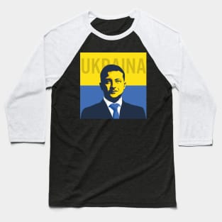 volodymyr oleksandrovych zelensky president portrait banner cartoon sketch flat decor Baseball T-Shirt